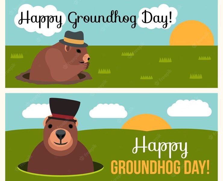 Great banners for groundhog day Free Vector