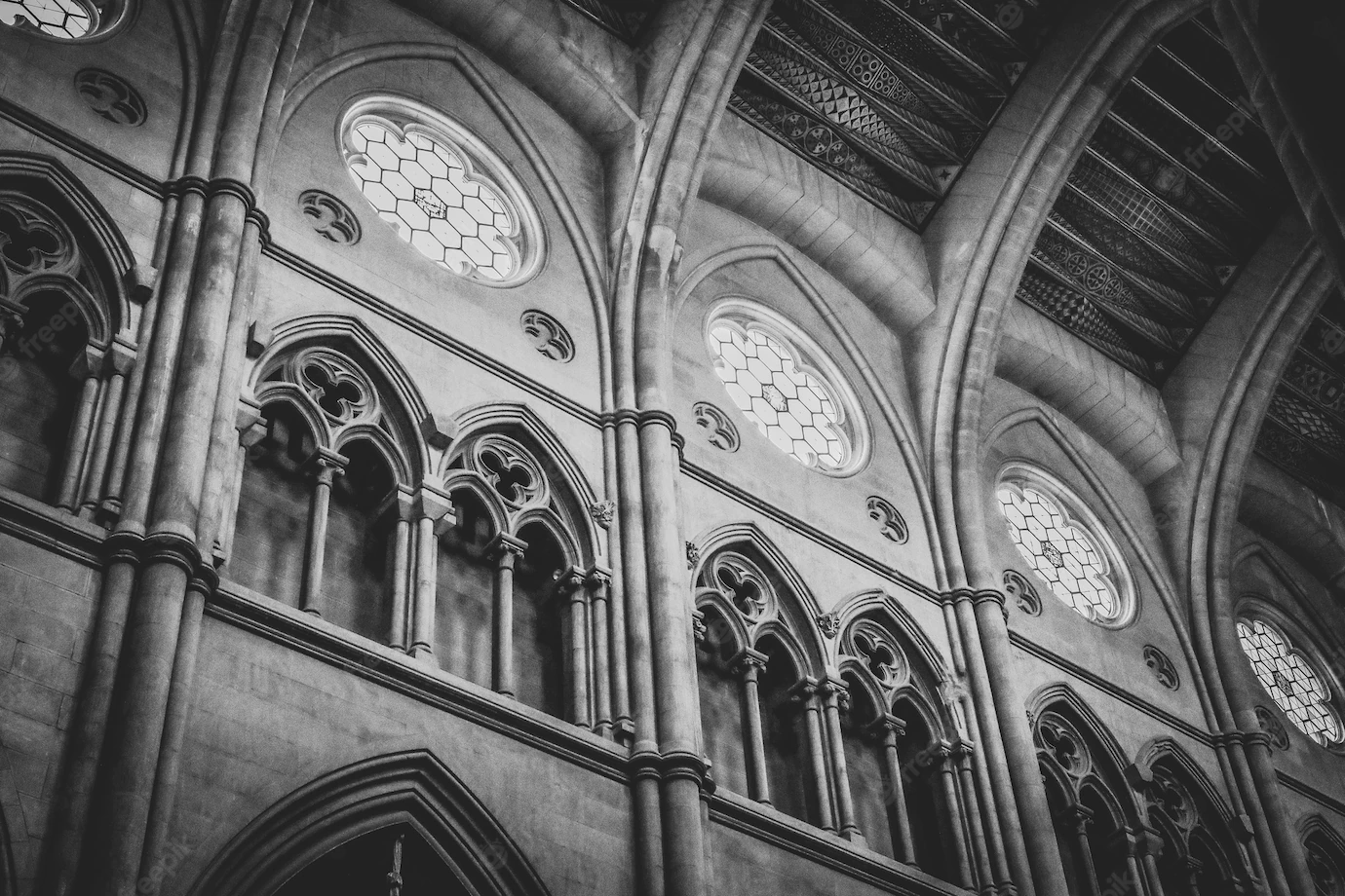 Greyscale Low Angle Shot Inside Historic Cathedral Spain 181624 21864