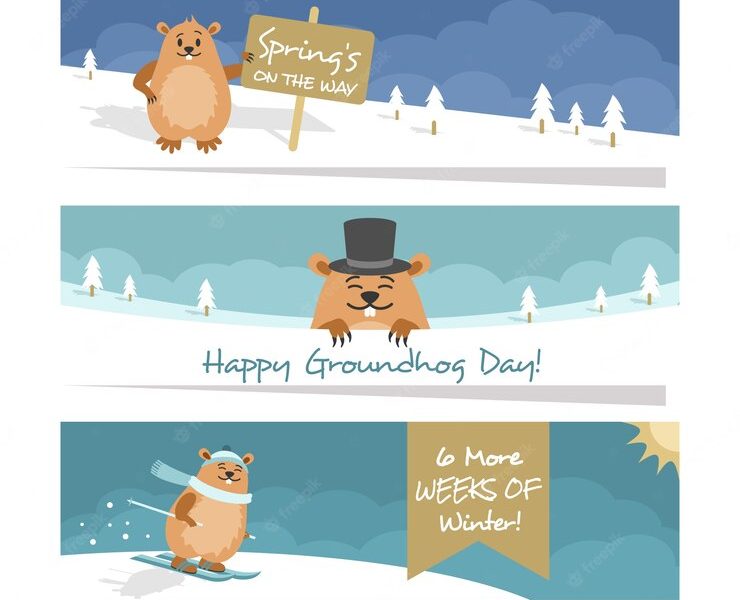 Groundhog banners in the snow Free Vector Groundhog banners in the snow Free Vector