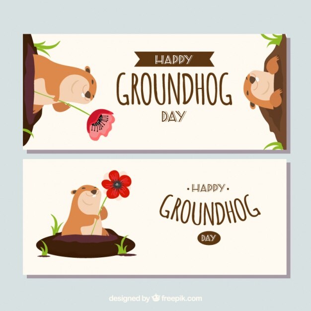 Groundhog Banners With Flowers 23 2147595092