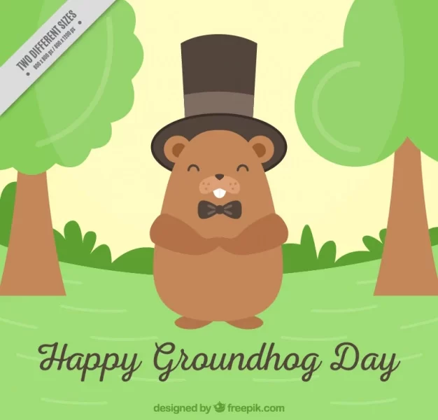 Groundhog day background with top hat Free Vector