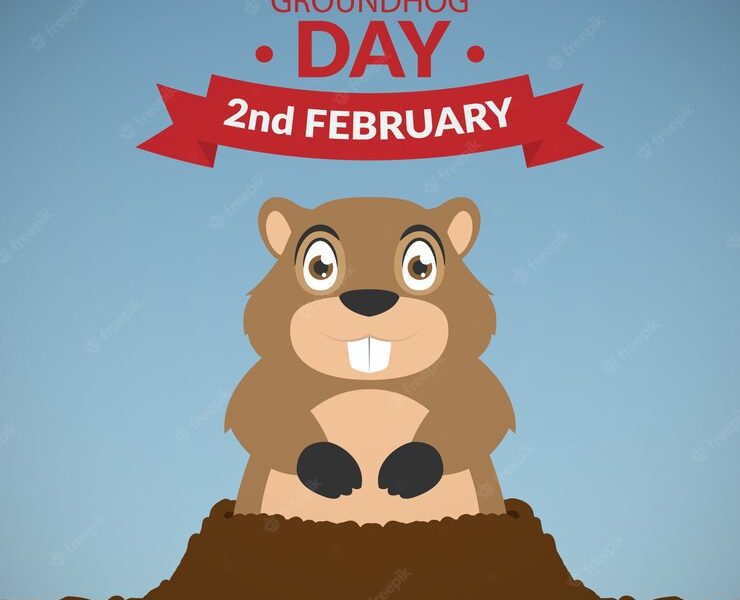 Groundhog day background Free Vector