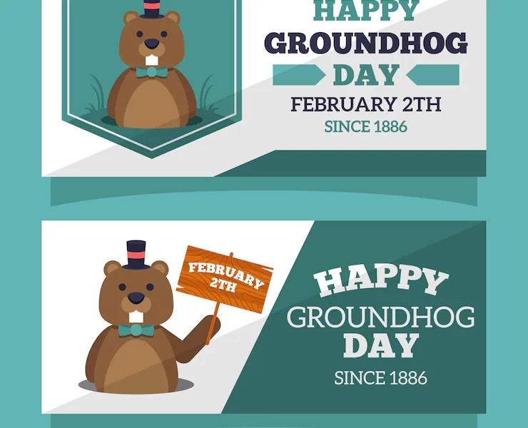 Groundhog day banner collection Free Vector