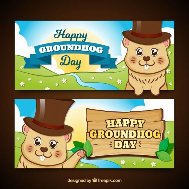 Groundhog Day Banners Cartoon Style 23 2147594963