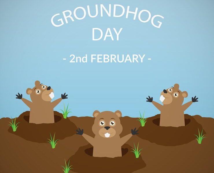 Groundhog day funny illustration Free Vector