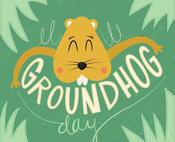 Groundhog day vintage illustration Free Vector