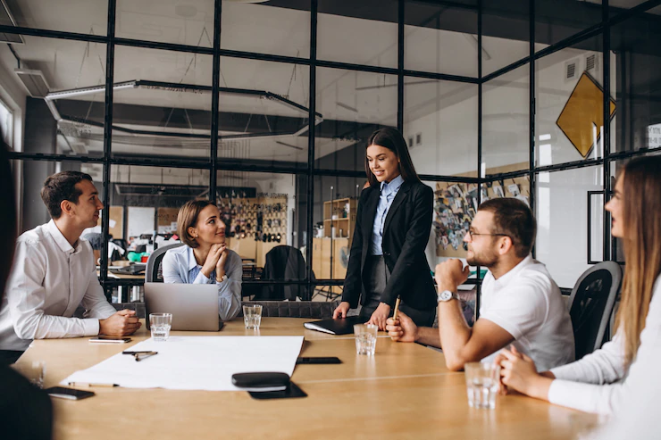 Group People Working Out Business Plan Office 1303 15870