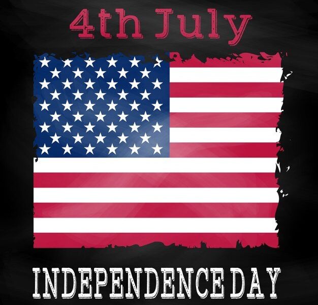 Grunge 4th july background with american flag Free Vector