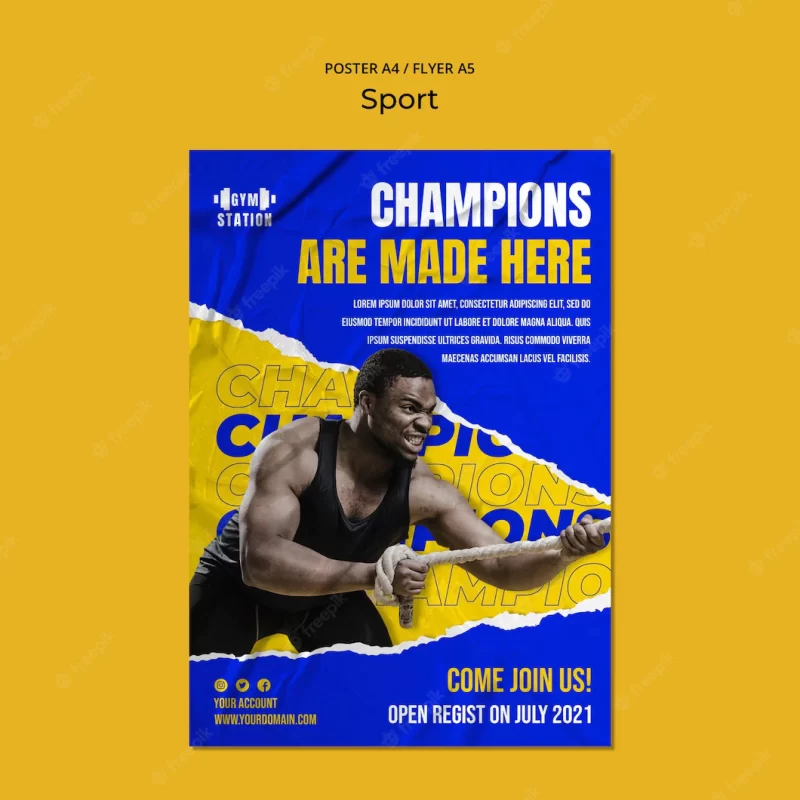 Gym workout poster template Free Psd