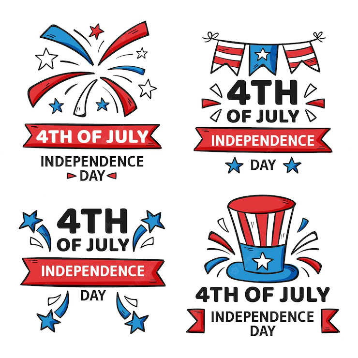 Hand Drawn 4th July Independence Day Badges Collection 23 2148978715