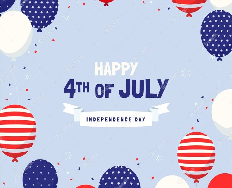 Hand drawn 4th of july – independence day balloons background Free Vector