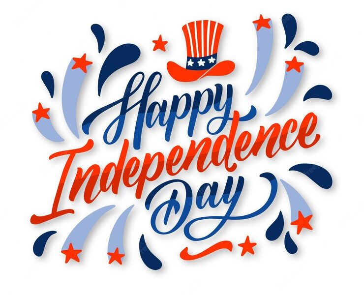 Hand drawn 4th of july – independence day lettering Free Vector