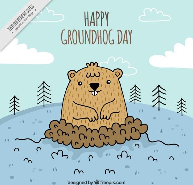Hand drawn background for the groundhog day celebration Free Vector