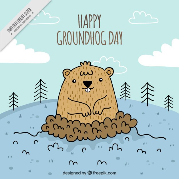 Hand Drawn Background Groundhog Day Celebration 23 2147596201