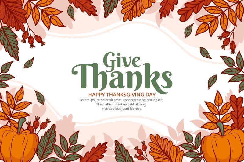 Hand drawn flat thanksgiving background Free Vector