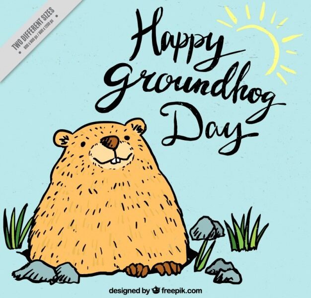 Hand drawn groundhog background Free Vector