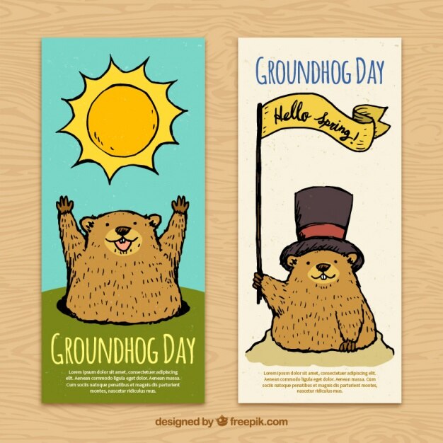 Hand Drawn Groundhog Day Banners 23 2147594321