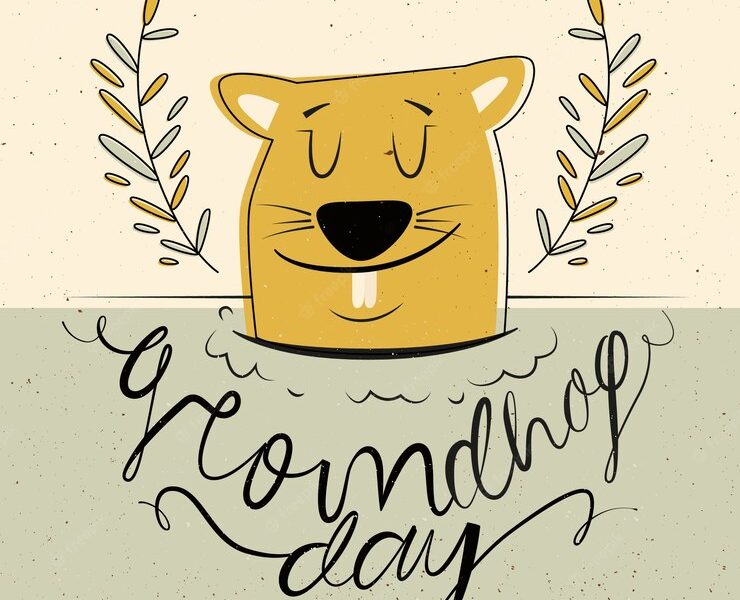 Hand drawn groundhog day in a vintage style Free Vector