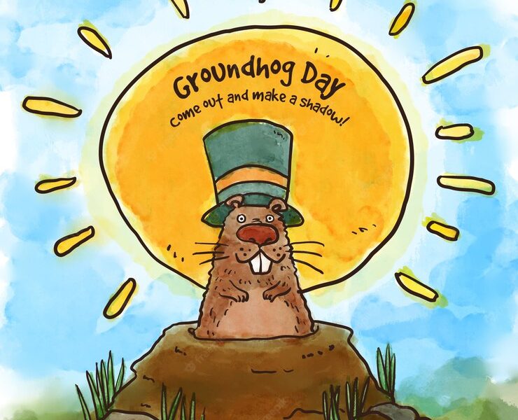 Hand drawn groundhog day Free Vector