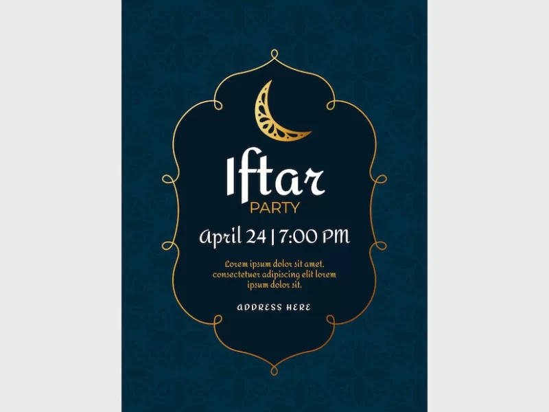 Hand drawn iftar vertical poster template Free Vector