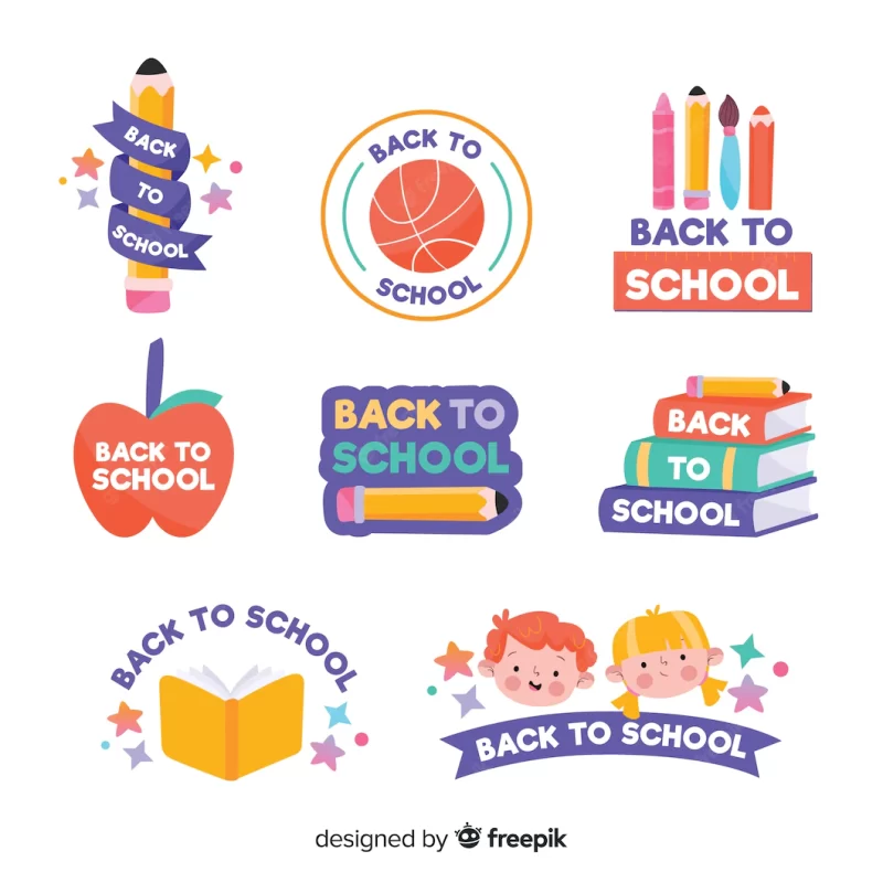 Hand drawn school logo collection Free Vector Hand drawn school logo collection Free Vector