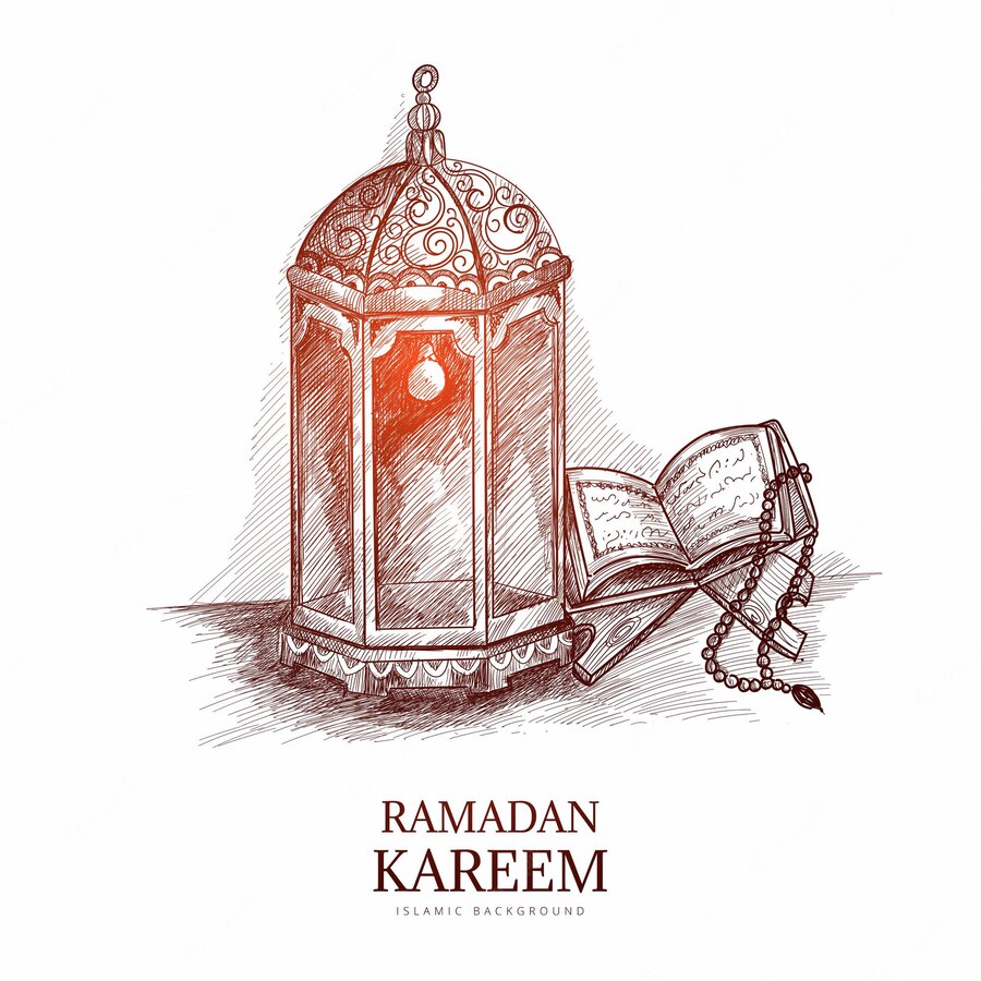 Hand Drawn Sketch Ramadan Kareem Greeting Card 1035 20455