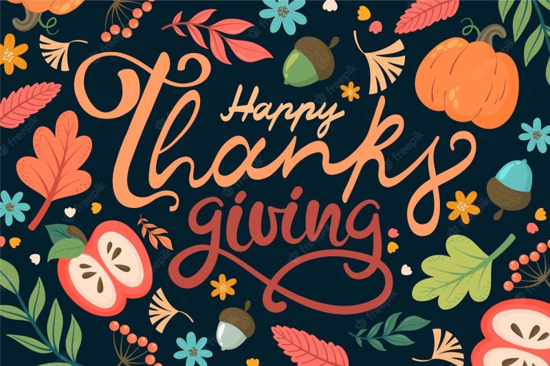 Hand drawn thanksgiving background Premium Vector