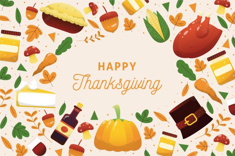 Hand drawn thanksgiving background Premium Vector