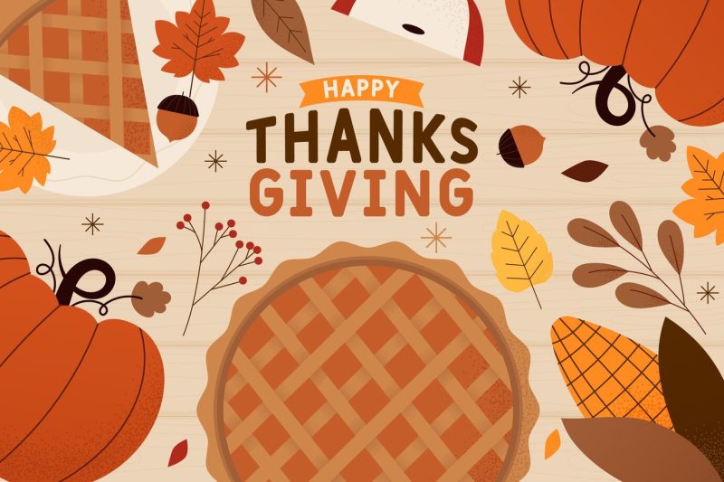 Hand drawn thanksgiving background Free Vector