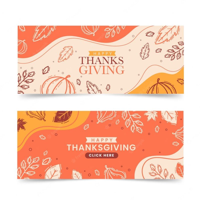 Hand drawn thanksgiving banners template Premium Vector