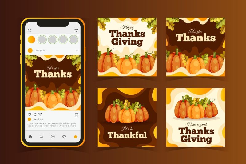 Hand drawn thanksgiving instagram post Free Vector