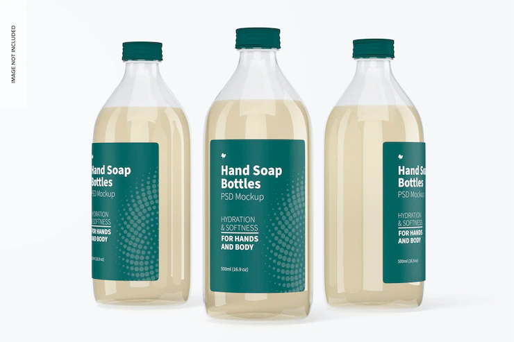 Hand Soap Clear Bottles Mockup Front View 1332 11662