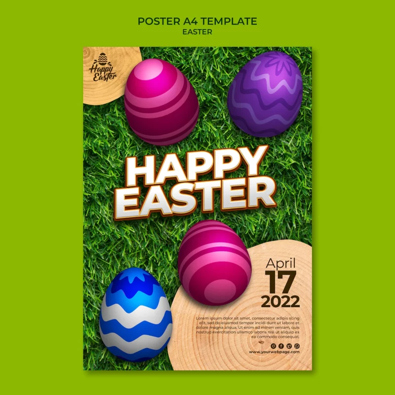 Happy Easter day poster template Free Psd flyer template