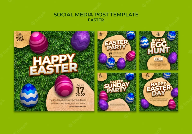 Happy easter day social media posts Free Psd flyer template