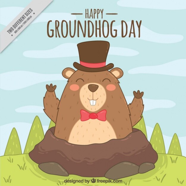 Happy Groundhog Background With Hat 23 2147595174