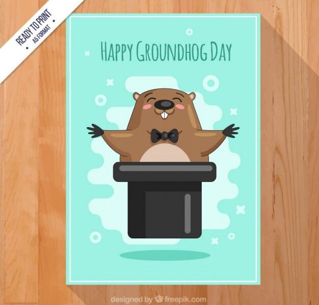 Happy groundhog day card Free Vector