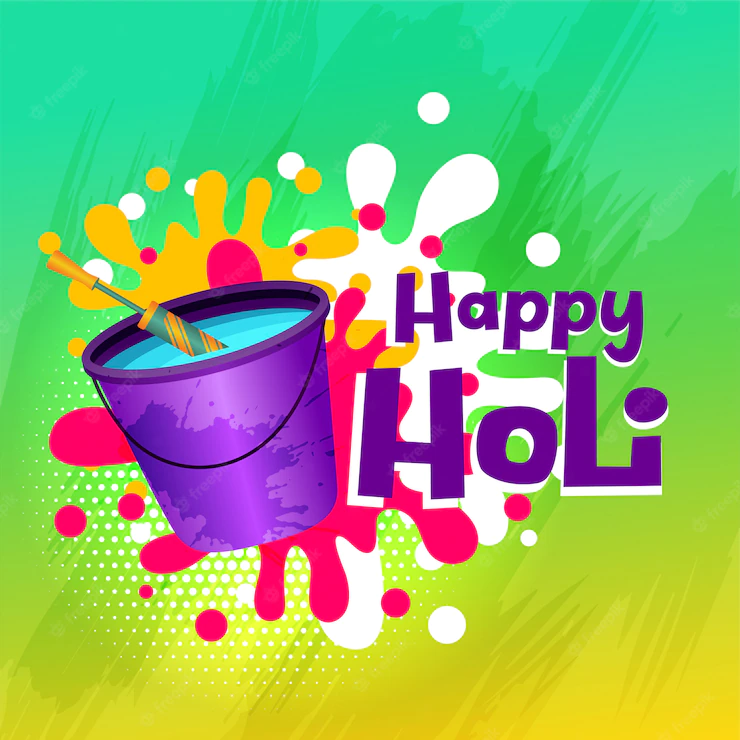 Happy Holi Color Water Bucket Pichkari Card 1017 24016