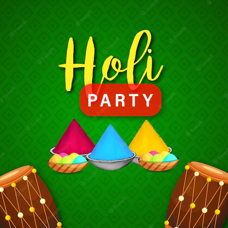 Happy Holi Greetings Green Yellow Brown Colourful Indian Hinduism Festival Social Media Background 1340 18136