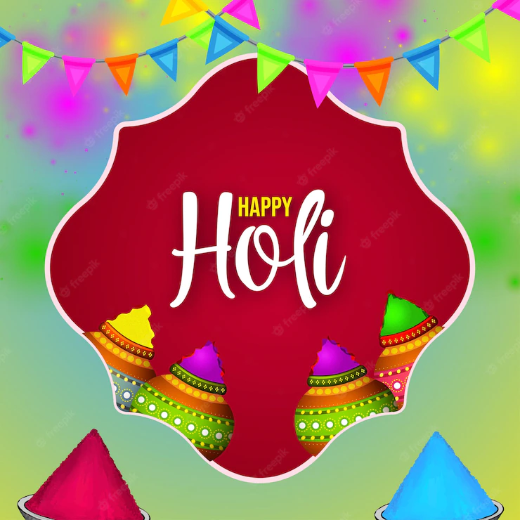 Happy Holi Greetings Maroon Purple Blue Colourful Indian Hinduism Festival Social Media Background 1340 18133