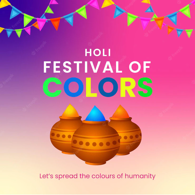 Happy Holi Greetings Purple Blue Brown Colourful Indian Hinduism Festival Social Media Background 1340 18170