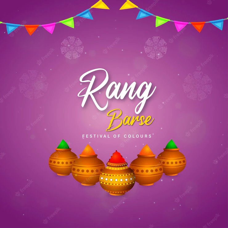 Happy Holi Greetings Purple Brown Orange Colourful Indian Hinduism Festival Social Media Background 1340 18172