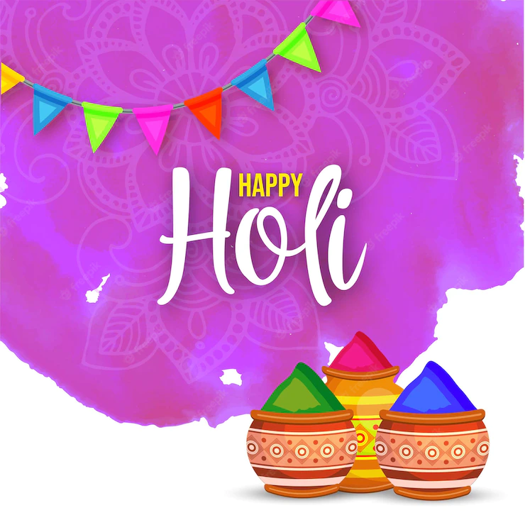 Happy Holi Greetings Purple White Green Colourful Indian Hinduism Festival Social Media Background 1340 18161