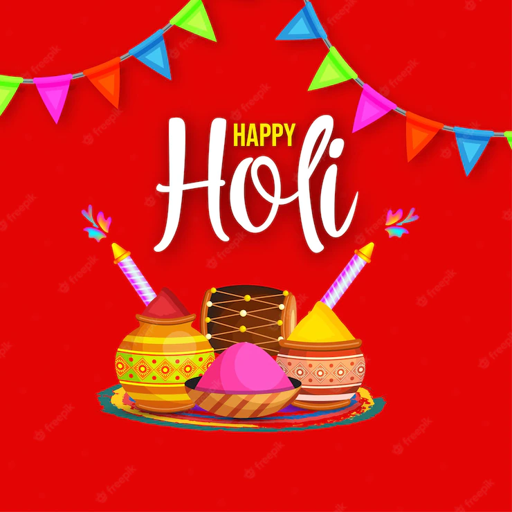 Happy Holi Greetings Red Yellow Brown Colourful Indian Hinduism Festival Social Media Background 1340 18157