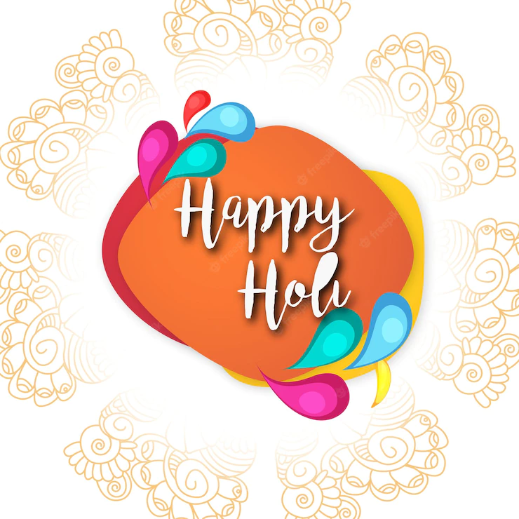 Happy Holi Greetings White Brown Yellow Colourful Indian Hinduism Festival Social Media Background 1340 18151