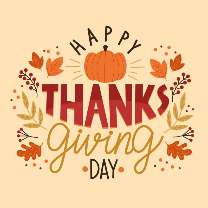 Happy thanksgiving day lettering design Free Vector