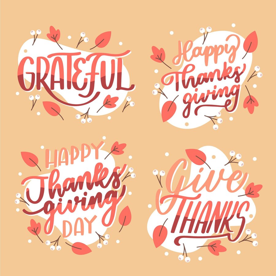 Happy Thanksgiving Lettering Badges Collection 52683 48201