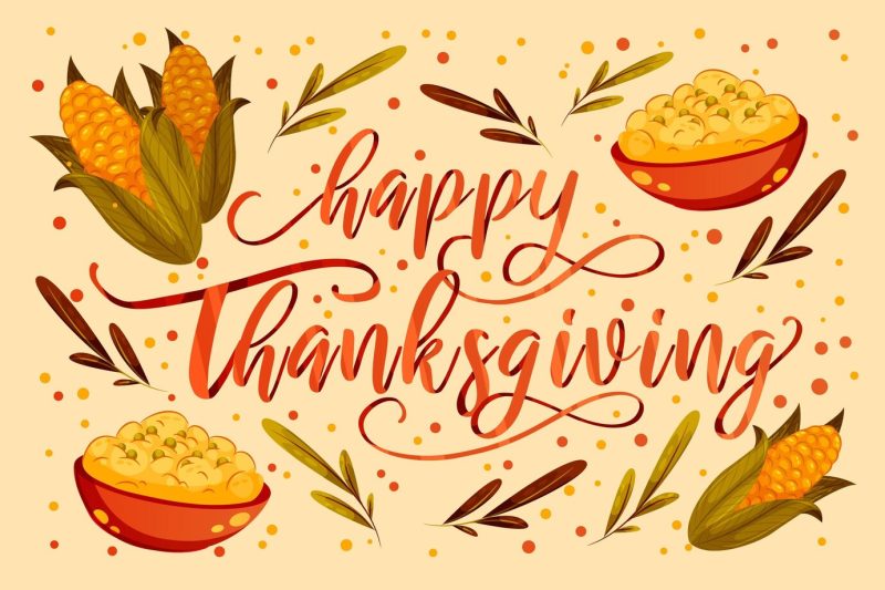 Happy thanksgiving lettering Free Vector