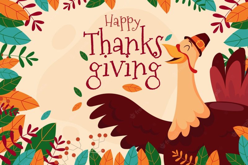 Happy turkey thanksgiving background Premium Vector