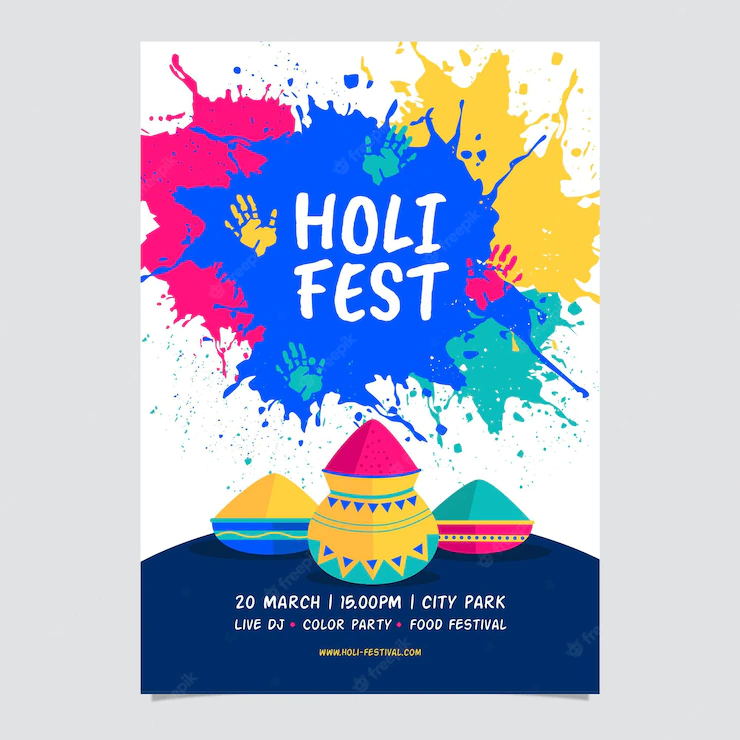 Holi festival poster template Free Vector