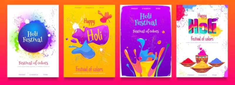 Holi festival poster template Free Vector